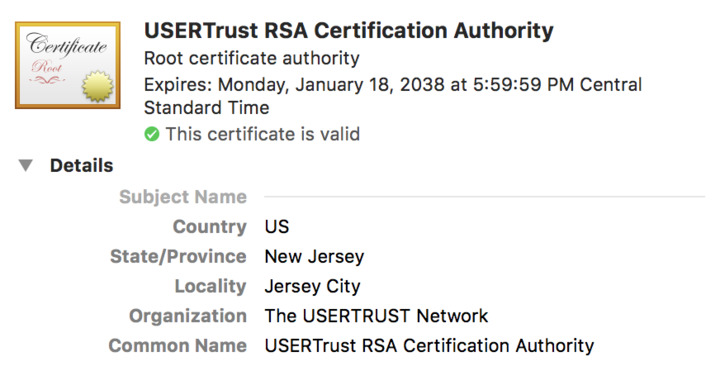 trust comodo rsa certification authority